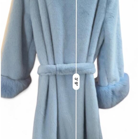 Gorg Lala Parker Blue Diamond Luxe Blue Faux Fur Long Coat Rhinestone Clasps XXL - Picture 6 of 6